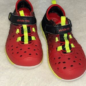 Stride Rite Kids Red and Neon Yellow Water Shoes